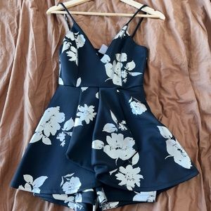 Black & Gold Flower Patterned Dress